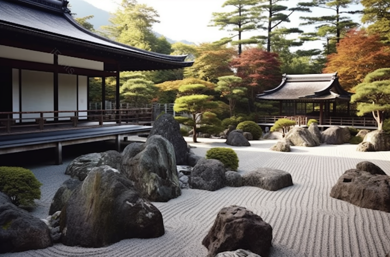 星和园风景东方石景花园园林假山石块沙子房屋树木茂盛室外场景图像摄影,高清,摄影图,摄影图片,图片大全,摄影图免费下载